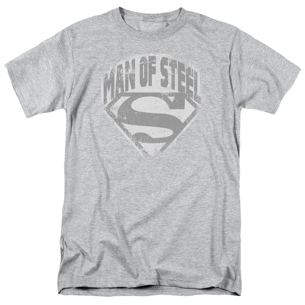 Superman Man Of Steel Shield Mens T Shirt Athletic Heather