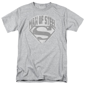 Superman Man Of Steel Shield Mens T Shirt Athletic Heather