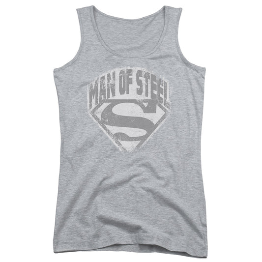 Superman Man Of Steel Shield Womens Tank Top Shirt Athletic Heather