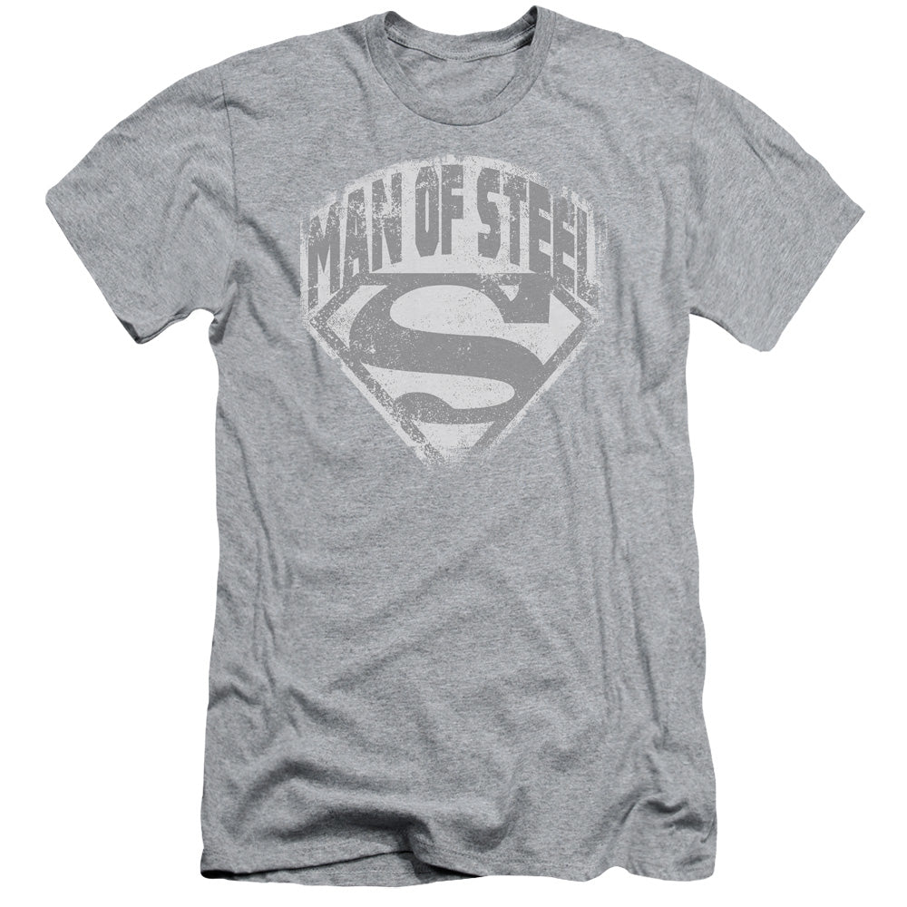 Superman Man Of Steel Shield Slim Fit Mens T Shirt Athletic Heather