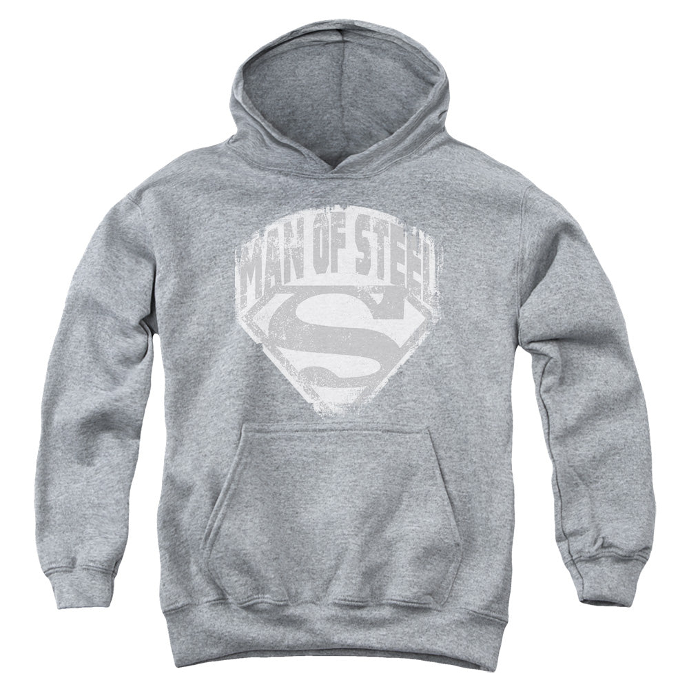 Superman Man Of Steel Shield Kids Youth Hoodie Heather