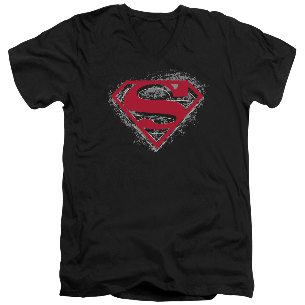 Superman Hardcore Noir Shield S S Adult V Neck Black