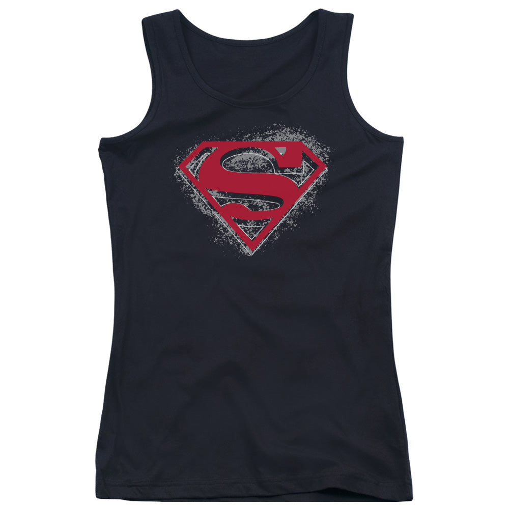 Superman Hardcore Noir Shield Womens Tank Top Shirt Black