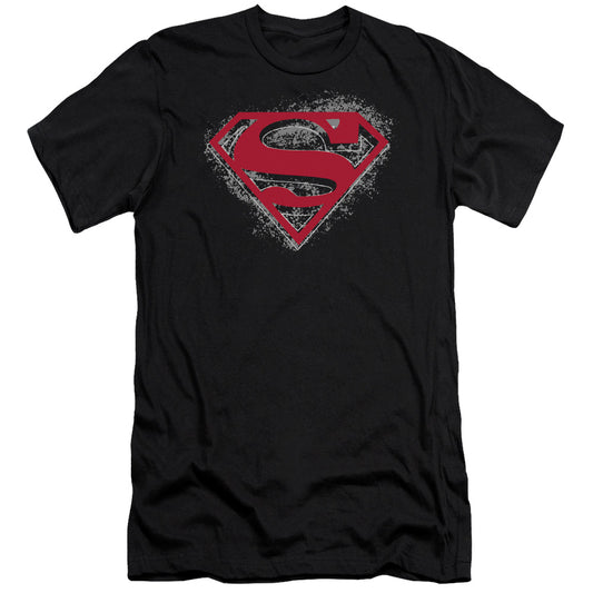 Superman Hardcore Noir Shield Premium Bella Canvas Slim Fit Mens T Shirt Black