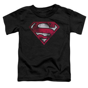 Superman War Torn Shield Toddler Kids Youth T Shirt Black