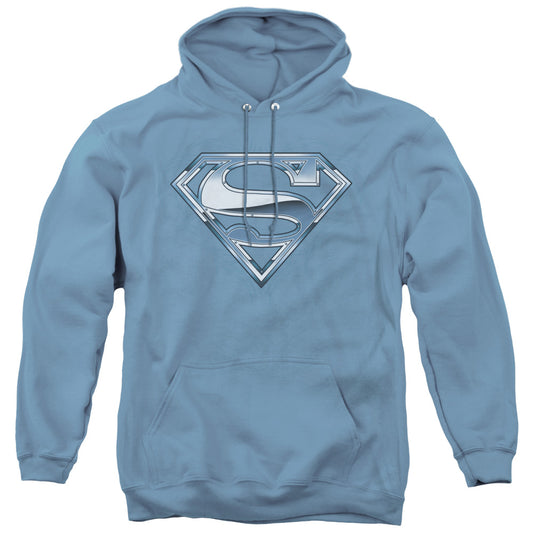 Superman Tribal Chrome Shield Mens Hoodie Carolina Blue