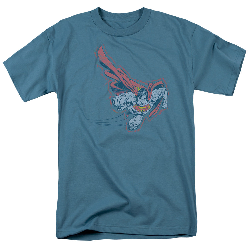 Superman Scribble & Soar Mens T Shirt Slate