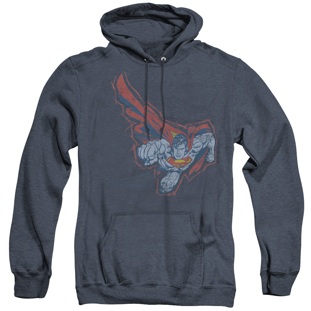 Superman Scribble & Soar Heather Mens Hoodie Navy