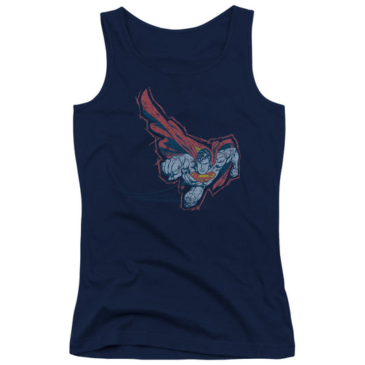 Superman Scribble & Soar Womens Tank Top Shirt Navy