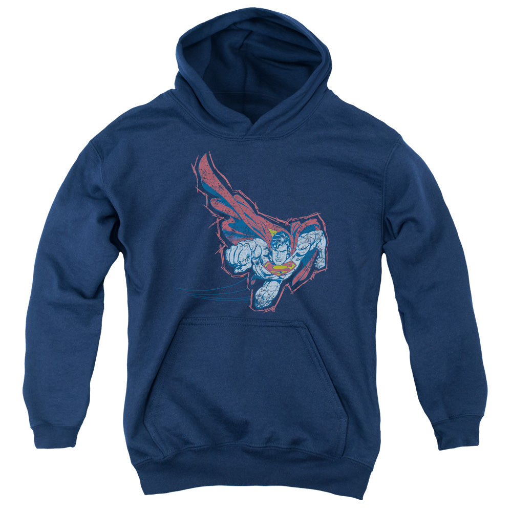 Superman Scribble & Soar Kids Youth Hoodie Navy