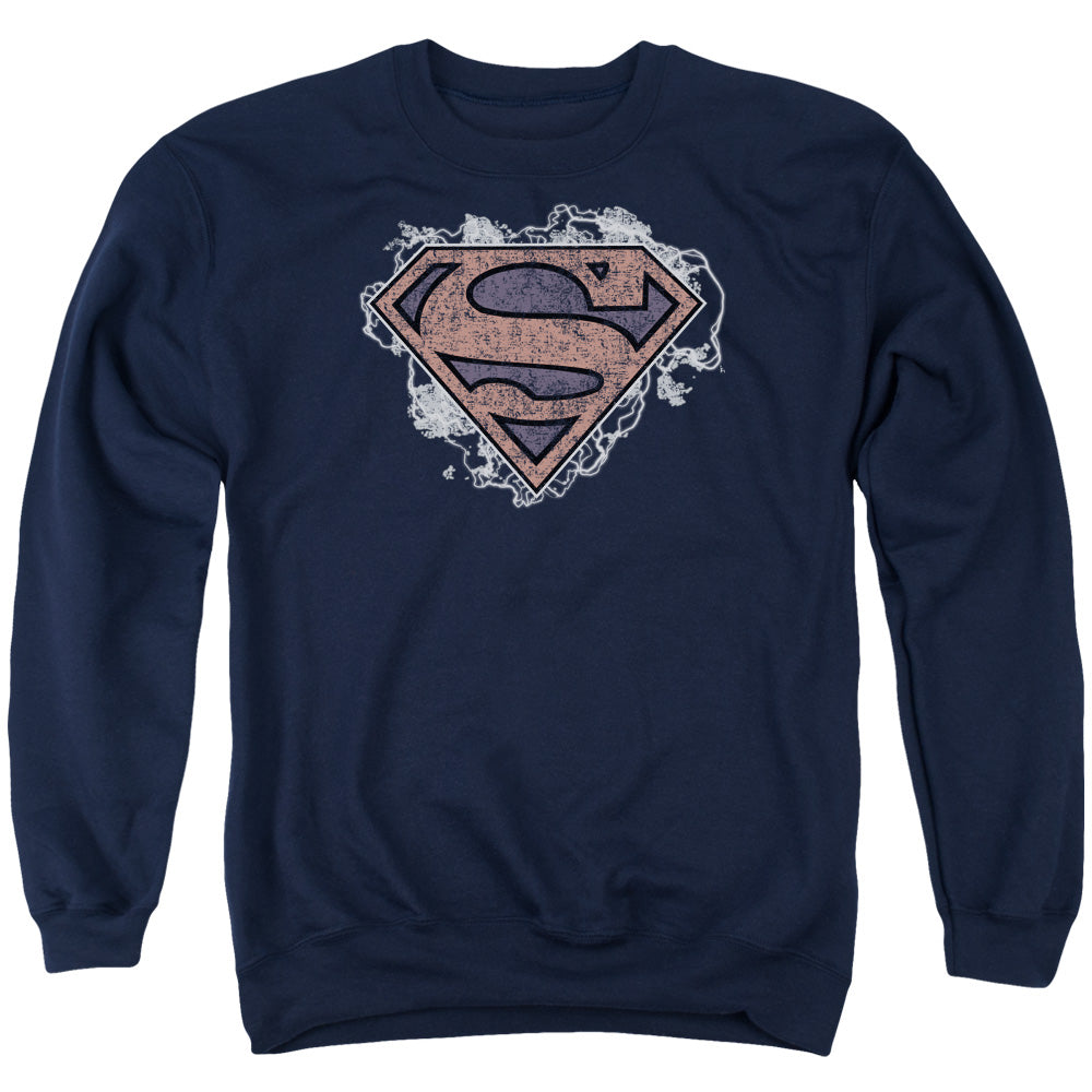 Superman Storm Cloud Supes Mens Crewneck Sweatshirt Navy