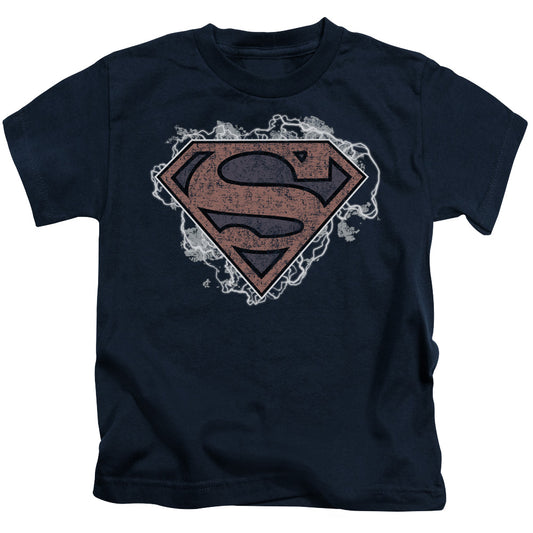 Superman Storm Cloud Supes Juvenile Kids Youth T Shirt Navy