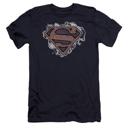 Superman Storm Cloud Supes Premium Bella Canvas Slim Fit Mens T Shirt Navy