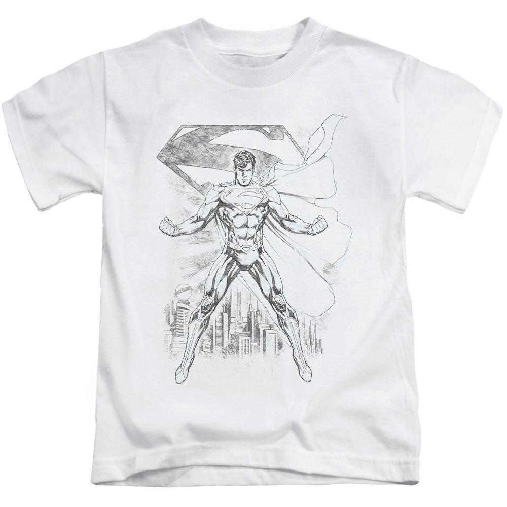 Superman Super Sketch Juvenile Kids Youth T Shirt White