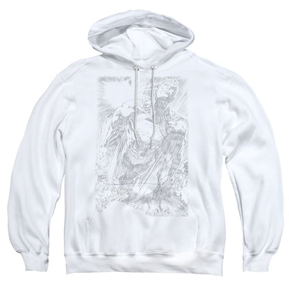 Superman Exploding Space Sketch Mens Hoodie White