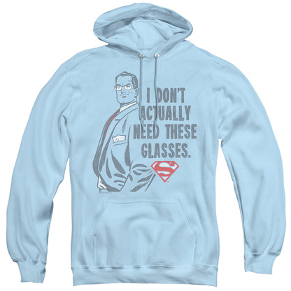 Superman Dont Need Glasses Mens Hoodie Light Blue