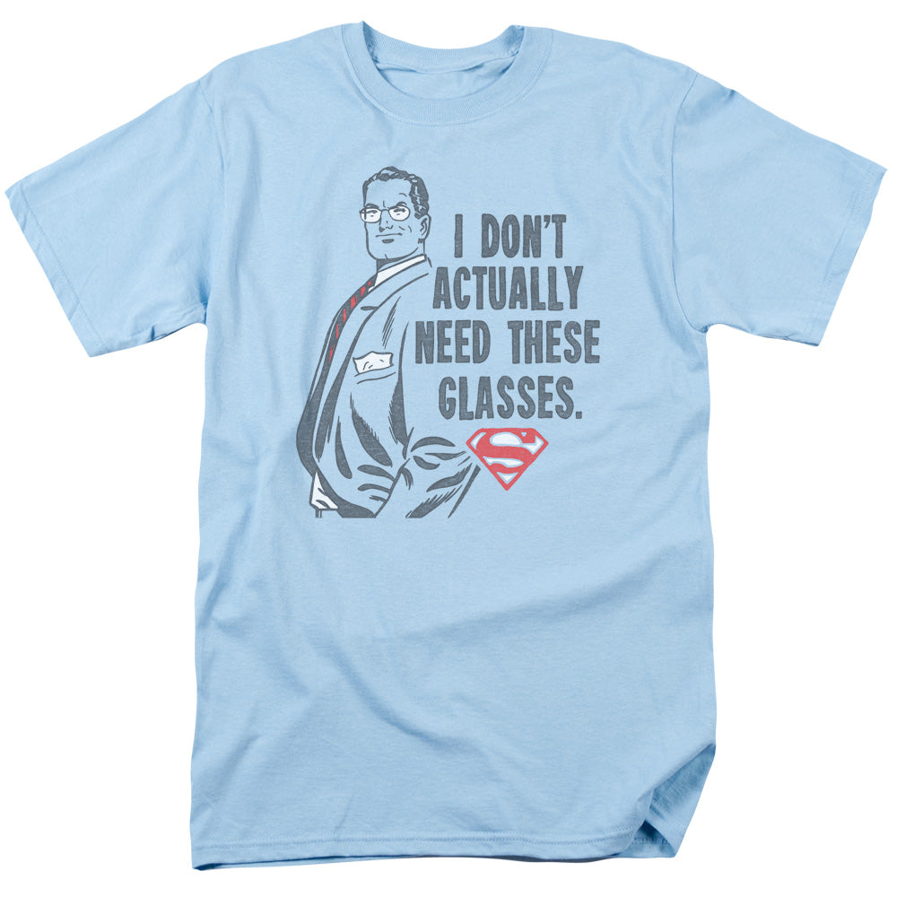 Superman Dont Need Glasses Mens T Shirt Light Blue