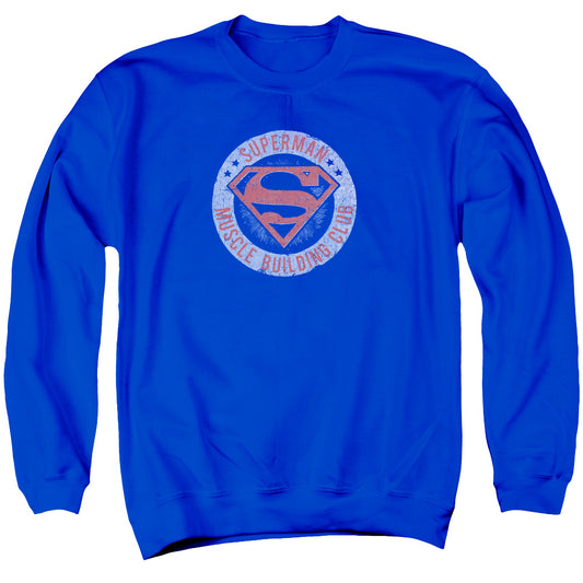 Superman Muscle Club Mens Crewneck Sweatshirt Royal Blue