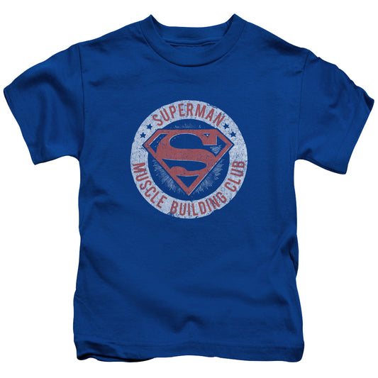 Superman Muscle Club Juvenile Kids Youth T Shirt Royal Blue