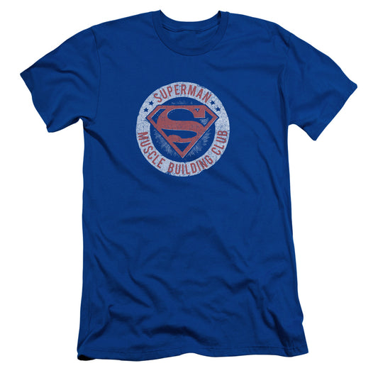 Superman Muscle Club Slim Fit Mens T Shirt Royal Blue