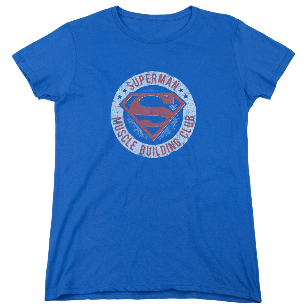 Superman Muscle Club Womens T Shirt Royal Blue