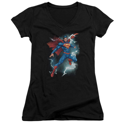 Superman Annual #1 Cover Junior Sheer Cap Sleeve V Neck Womens T Shirt Black