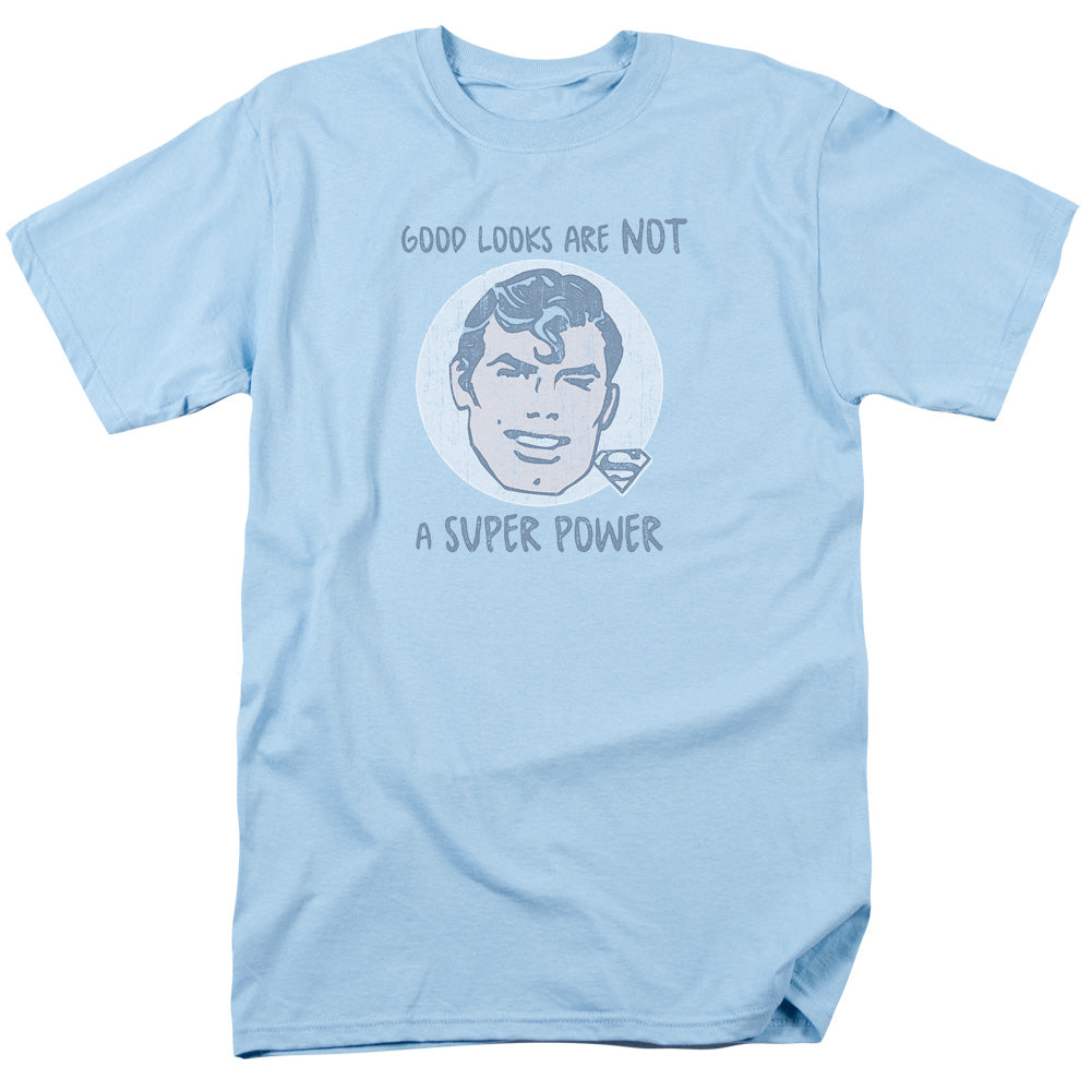 Superman Good Looks Mens T Shirt Light Blue