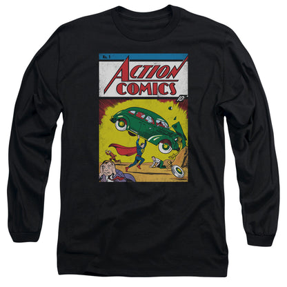 Superman Action No. 1 Mens Long Sleeve Shirt Navy