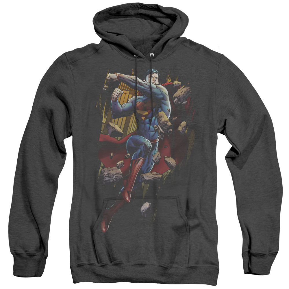 Superman Flying Determination Heather Mens Hoodie Black