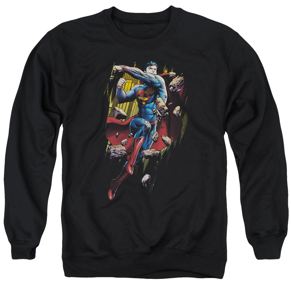 Superman Flying Determination Mens Crewneck Sweatshirt Black