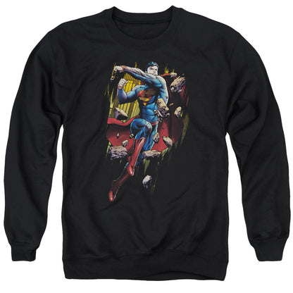 Superman Flying Determination Mens Crewneck Sweatshirt Black