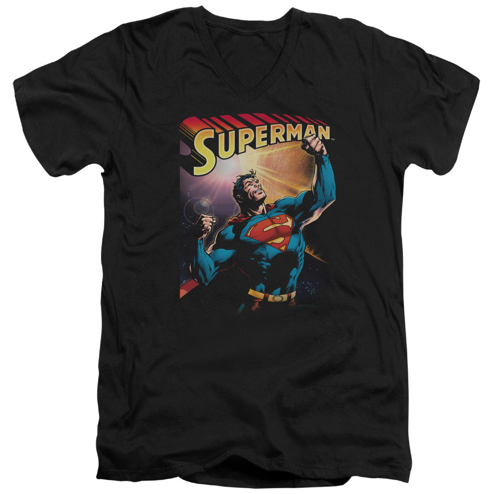 Superman Victory Mens Slim Fit V Neck T Shirt Black