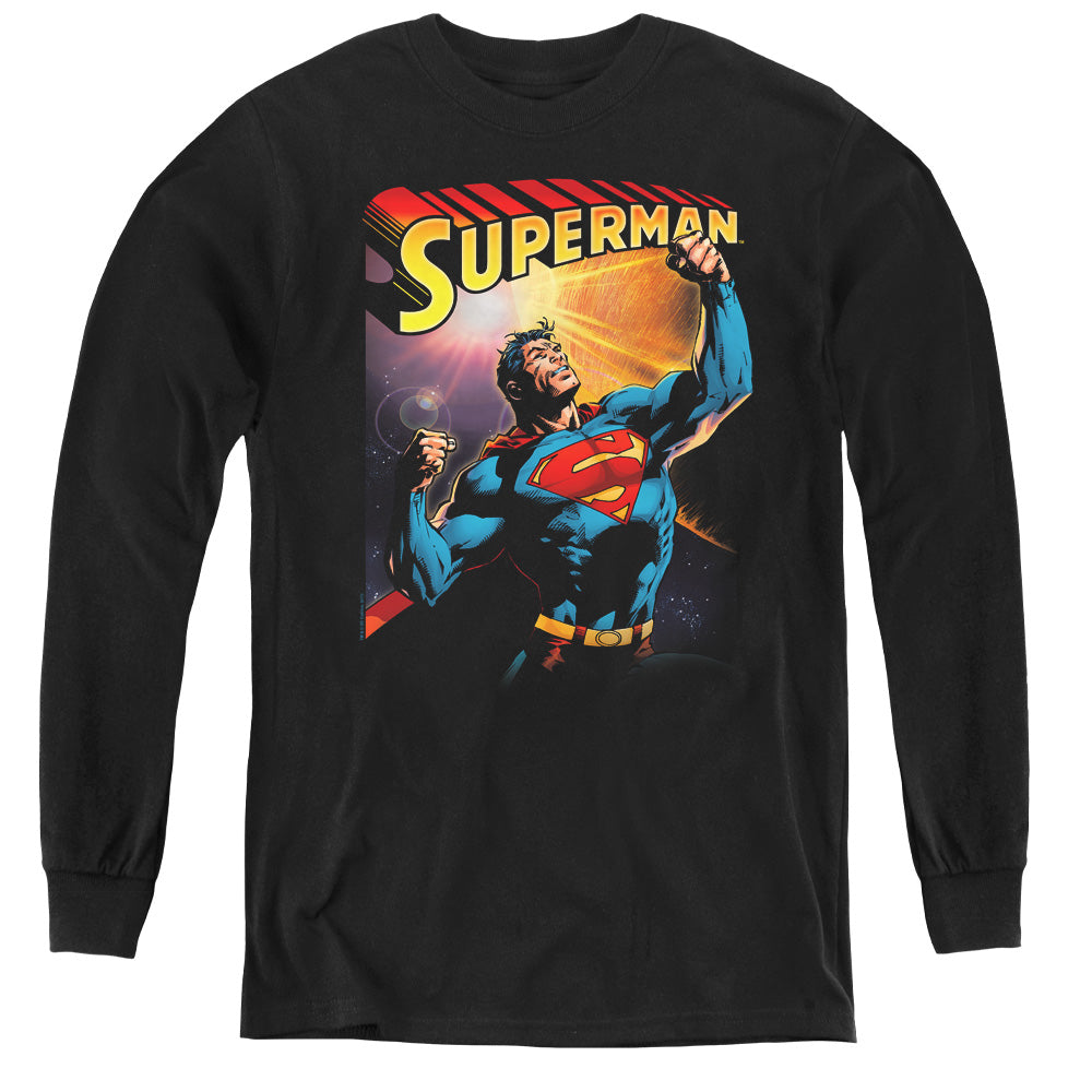 Superman Victory Long Sleeve Kids Youth T Shirt Black