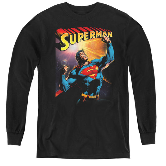 Superman Victory Long Sleeve Kids Youth T Shirt Black