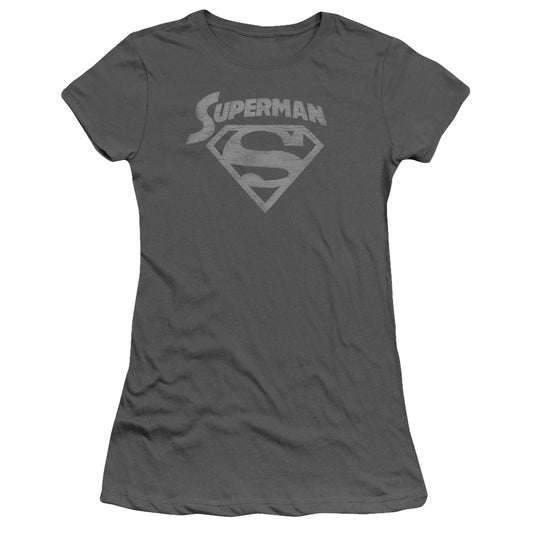 Superman Super Arch Junior Sheer Cap Sleeve Womens T Shirt Charcoal