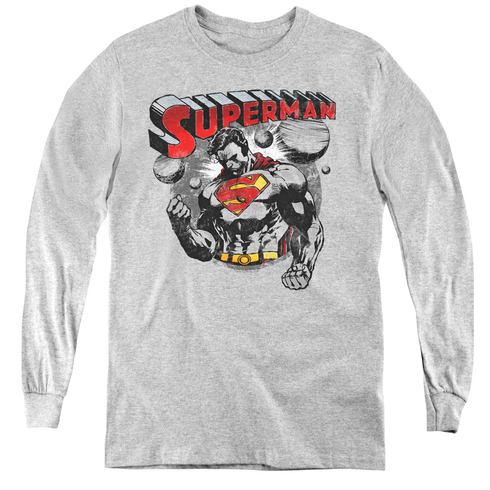 Superman Super Ko Long Sleeve Kids Youth T Shirt Athletic Heather