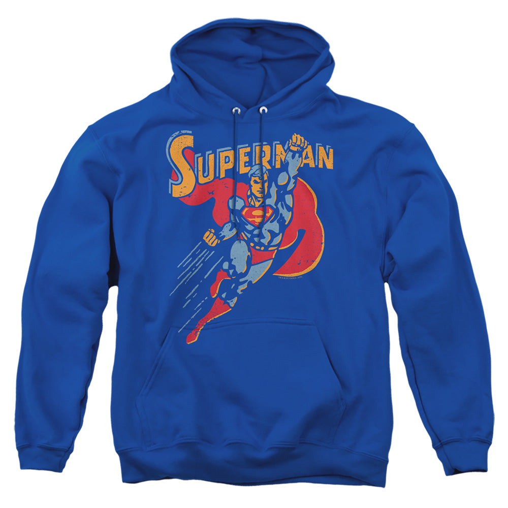 Superman Life Like Action Mens Hoodie Royal Blue