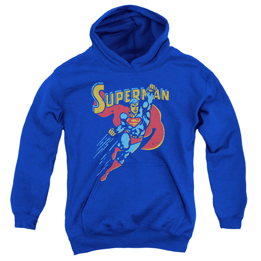 Superman Life Like Action Kids Youth Hoodie Royal