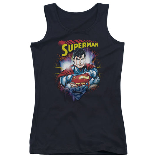 Superman Glam Womens Tank Top Shirt Black