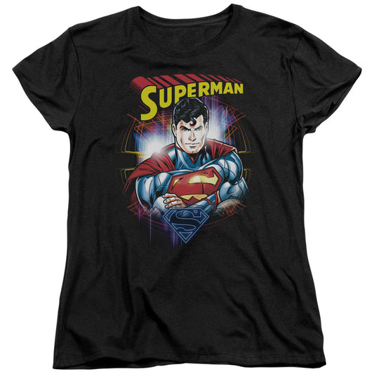 Superman Glam Womens T Shirt Black