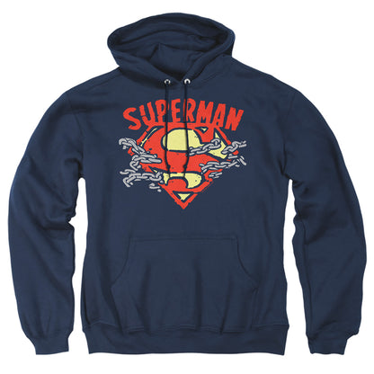 Superman Chain Breaking Mens Hoodie Navy