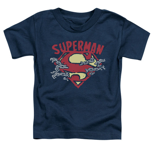 Superman Chain Breaking Toddler Kids Youth T Shirt Navy