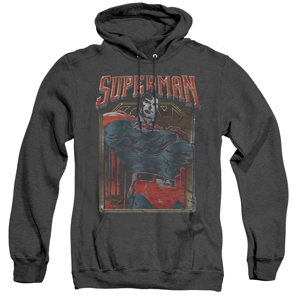 Superman Head Bang Heather Mens Hoodie Black