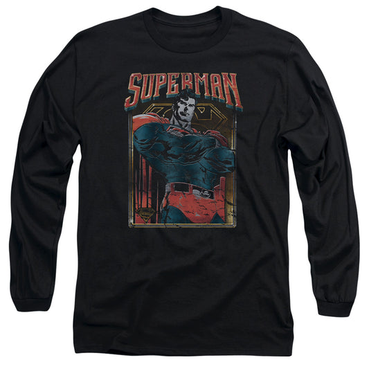 Superman Head Bang Mens Long Sleeve Shirt Black