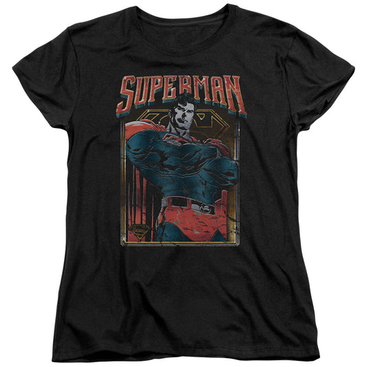 Superman Head Bang Womens T Shirt Black