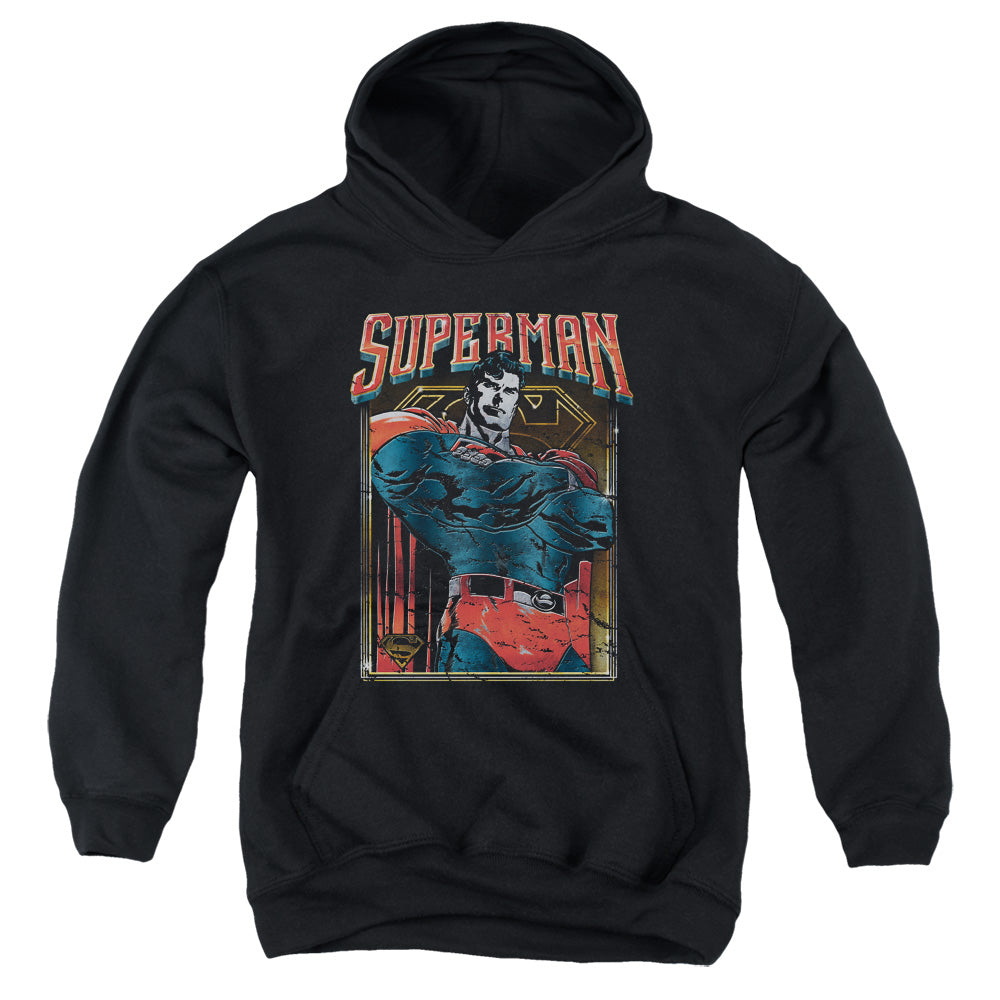 Superman Head Bang Kids Youth Hoodie Black