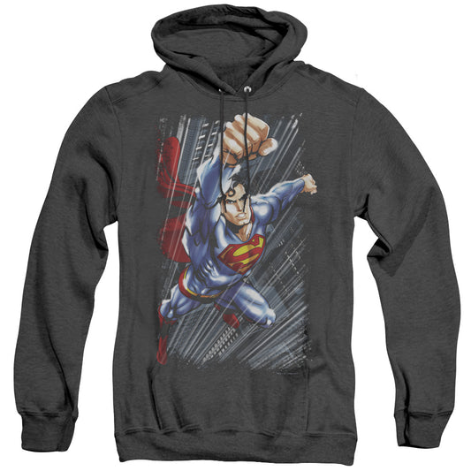 Superman Faster Than Heather Mens Hoodie Black