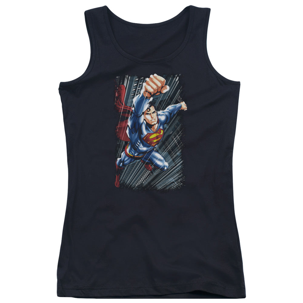 Superman Faster Than Womens Tank Top Shirt Black