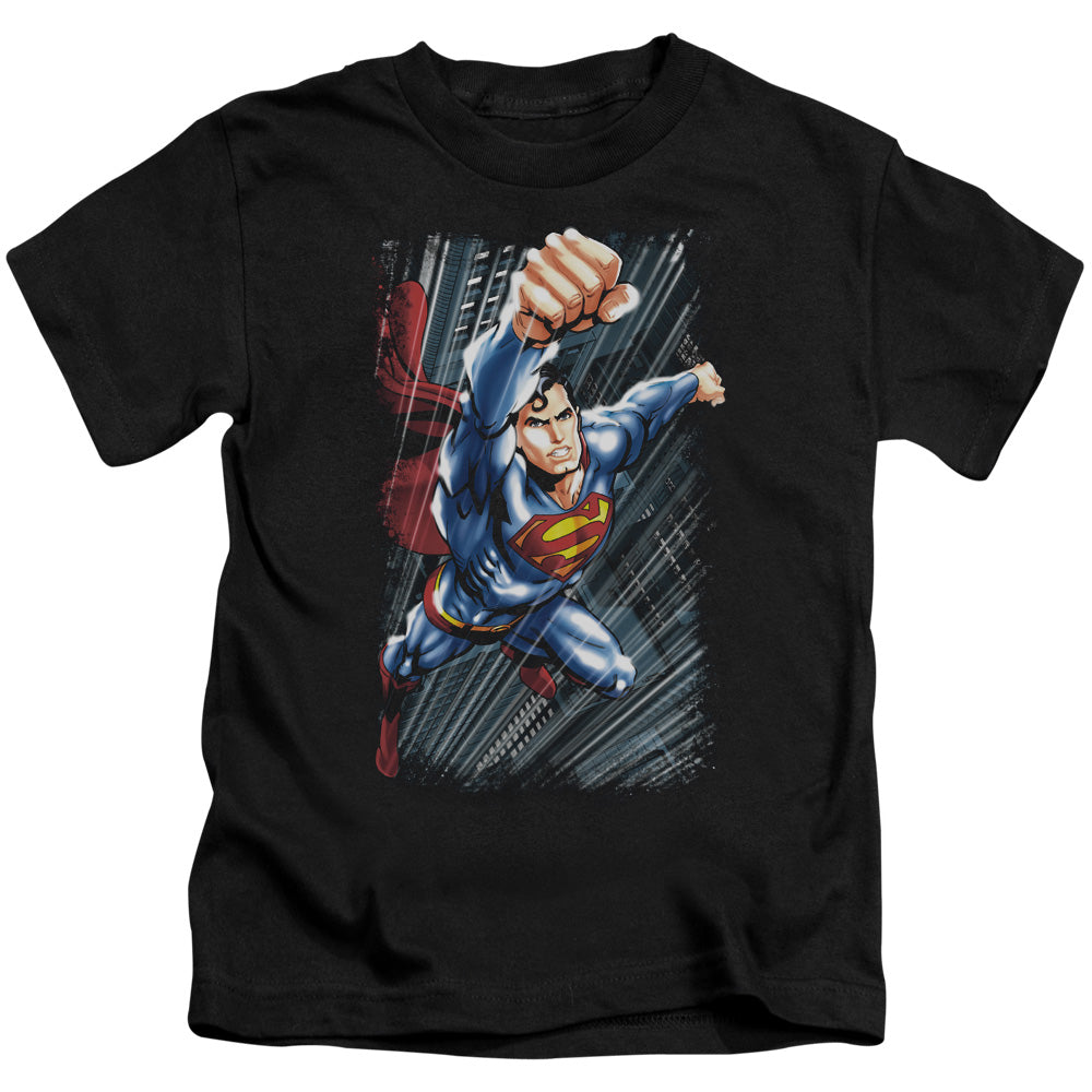 Superman Faster Than Juvenile Kids Youth T Shirt Black