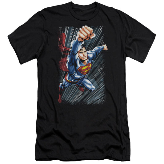 Superman Faster Than Slim Fit Mens T Shirt Black